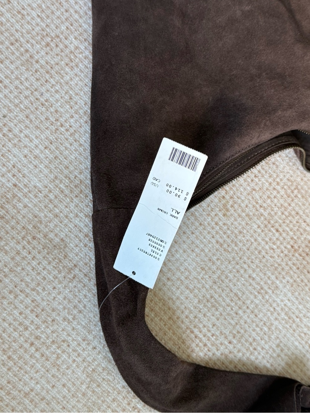Suede Hobo Shoulder Bag in Dark Brown - Picture 2 of 2